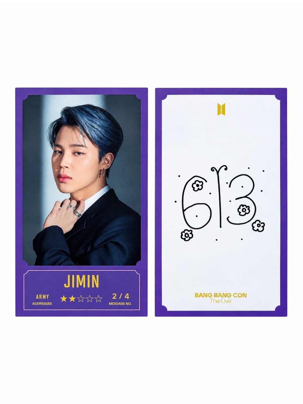 BTS BANG BANG CON THE LIVE JIMIN 2/4 MESSAGE CARD - BRAND NEW